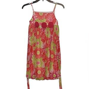 Bonnie Jean Pink and Green Floral Camisole Dress